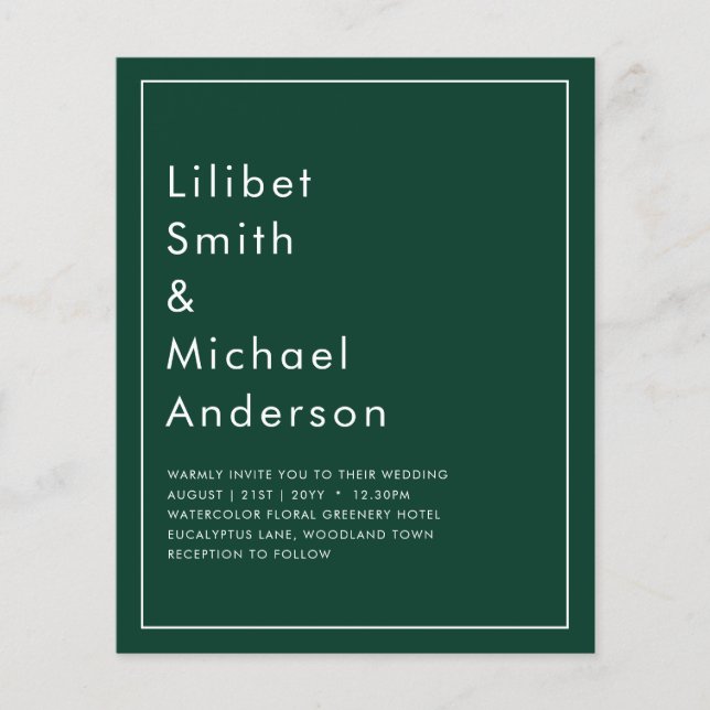 Flyer BUDGET Texto Monocromático Verde Esmeralda (Frente)