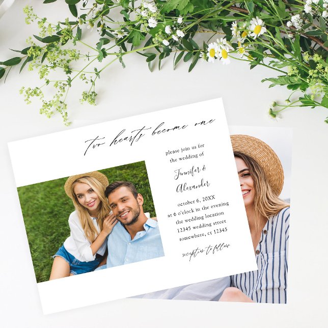 Flyer Budget Two Hearts Two Photo Calligraphy Wedding  (Criador carregado)