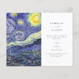 Flyer BUDGET Van Gough Starry Night Convite de casamento