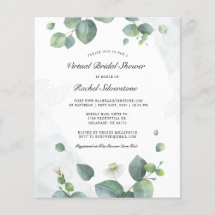 Flyer Budget Virtual Bridal Shower Eucalyptus Greenery