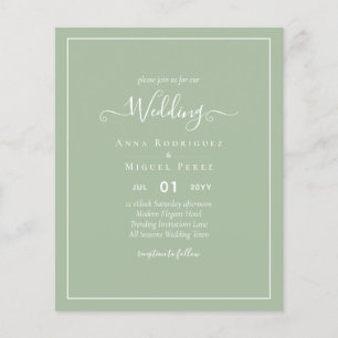 Flyer BUDGET Wedding Sage Apple Green Monochrome Text