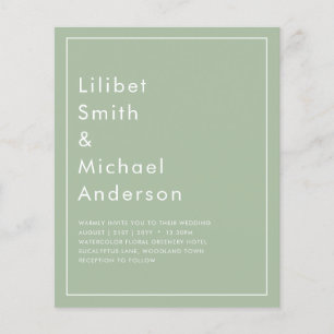 Flyer BUDGET Wedding Sage Apple Green Monochrome Text