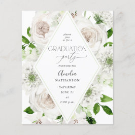 Flyer Budget White Floral Graduation Party