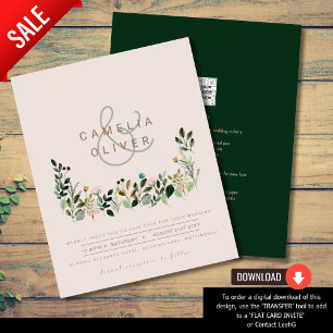 Flyer BUDGET Wildflower Convite de casamento QR Code RSV