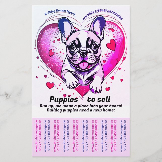 Flyer Bulldog Francês para o seu lar (Frente)