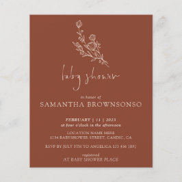 Flyer Buquê Terracotta Chá de fraldas do Orçamento Botân