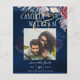 Flyer Burgundy Blue Floral Lace Nave SAVE DATA