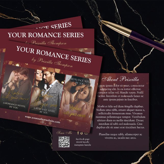 Flyer Burgundy Bokeh Romance Book Series Marketing (Criador carregado)