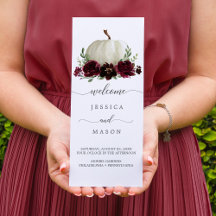 Burgundy Pumpkin Fall Tri-Fold Wedding Program