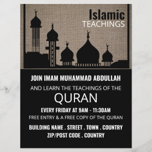 Flyer Burlap Mosque Silhouette, Anúncio de Ensino Islâ