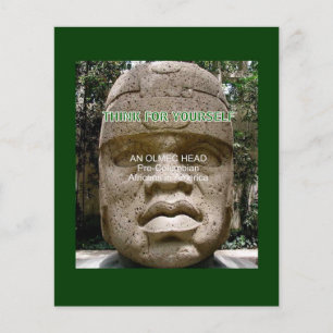 Flyer Cabeça Olmec africana americana pré-colombiana
