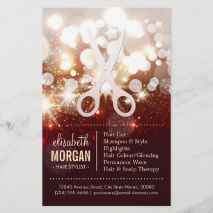 Flyer Cabeleireiro elegante - faísca Dourado do brilho