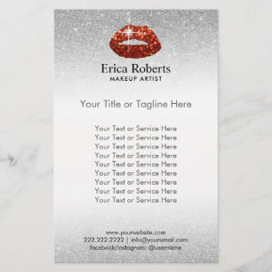 Flyer Cabelereira Artista de Maquiagem Lábios Vermelhos 