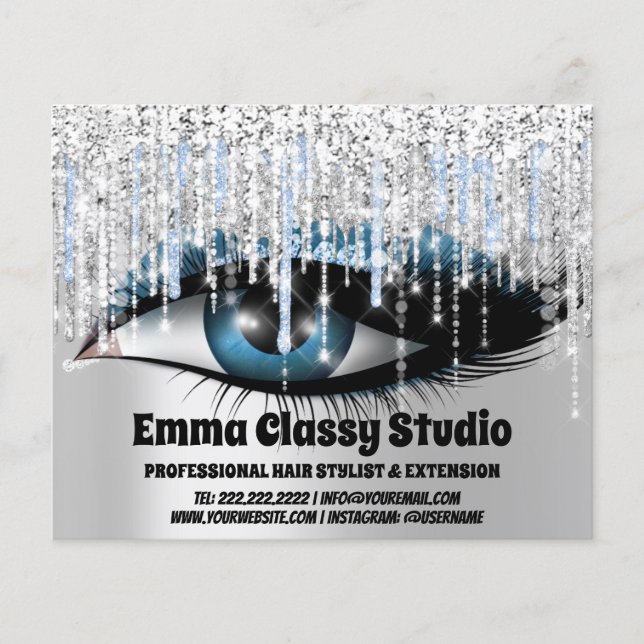 Flyer Cabelereiro Unhas Cílios Brilho Prateado Gotejamen (Frente)