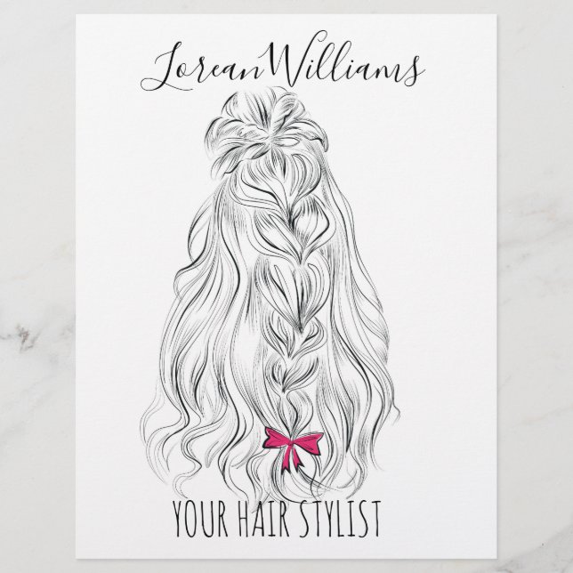 Flyer Cabelo Cor-de-rosa branco branco moderno, penteado (Frente)