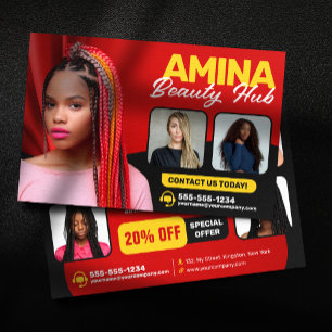 Flyer Cabelo Vermelho e Salão de Beleza Trançador Estili