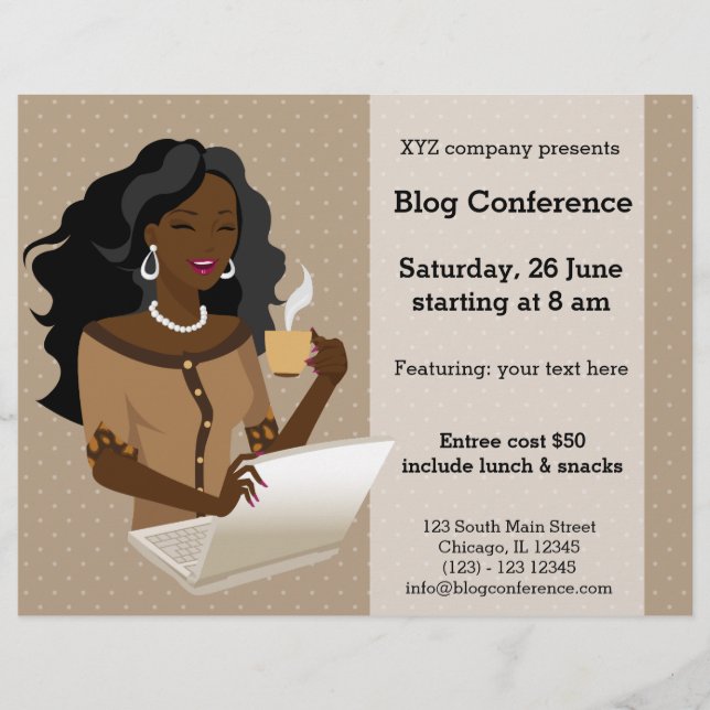 Flyer Cabelos pretos de mulher de carreira (Frente)