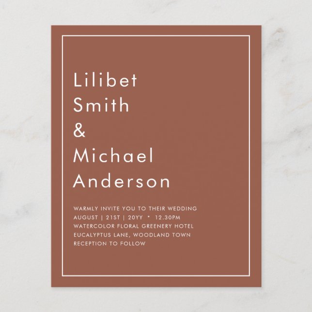 Flyer CAcasamento Monocromático de Terracotta Dark (Frente)