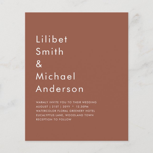 Flyer CAcasamento Monocromático de Terracotta Dark (Frente)