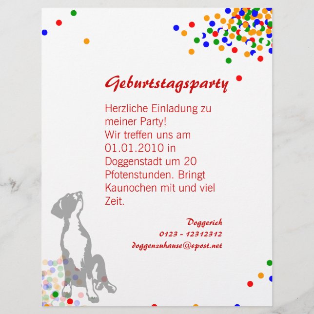 Flyer Cachorrinho Doggen convite (Verso)
