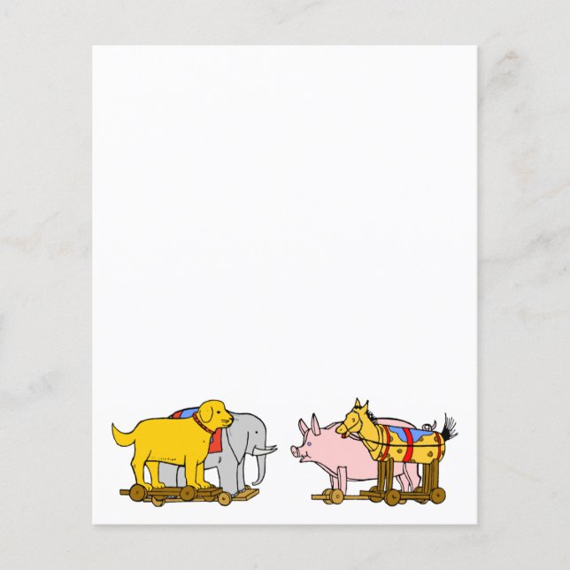 Flyer Cachorro de Brinquedo, Cavalo, Suíno, Elefante (Frente)