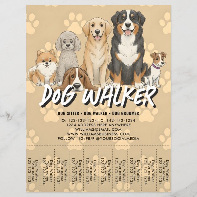 Flyer Cachorro de Pet Sitter Código QR Promocional Perso (Frente)