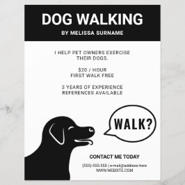 Flyer Cachorro Dizendo Caminhar? - Cão Preto e Branco pa