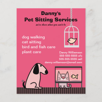 Flyer Cachorro e Vermelho Gato de Pet Sitter