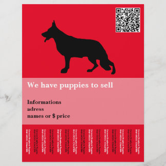 Flyer Cachorro Pastor Alemão preto vermelho personalizad