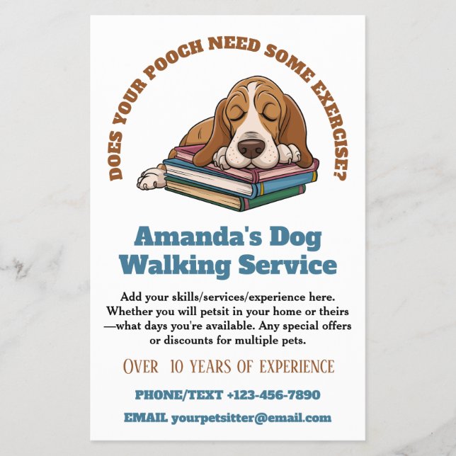 Flyer Cachorro Que Caminha Pet Sentando Pequenas Empresa (Frente)