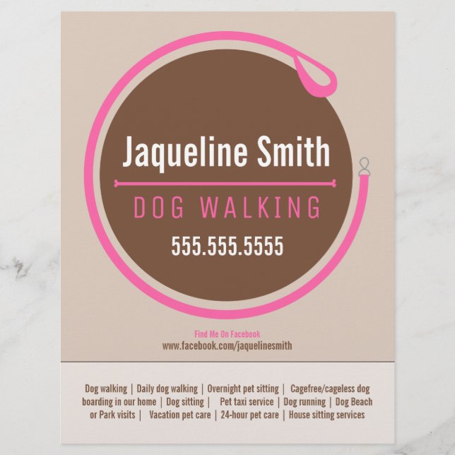 Flyer Cachorro Walker Passeando Promocional Rosa Leash L (Frente)