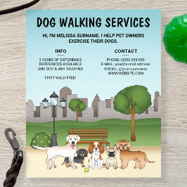 Flyer Cachorros de Desenho Animado Fofos Em Um Parque - 