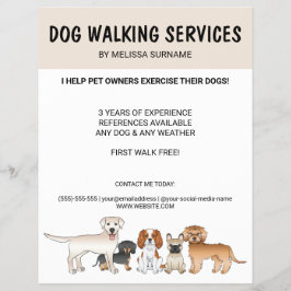 Flyer Cachorros de Desenho Animado Fofos - Serviços de P