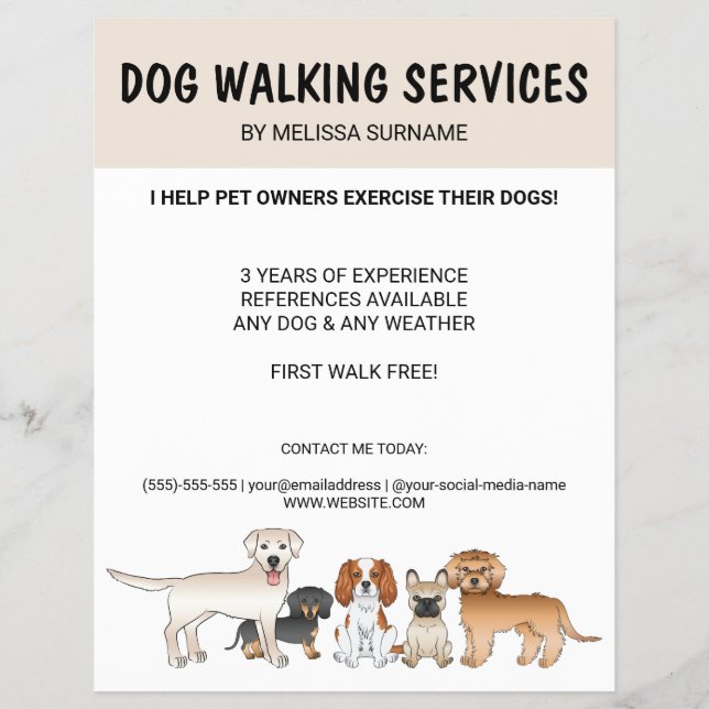 Flyer Cachorros de Desenho Animado Fofos - Serviços de P (Frente)