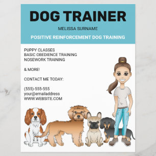 Flyer Cães de Desenho Animado e uma Menina Treinadora de