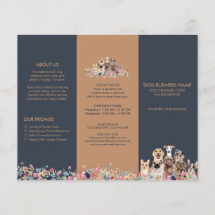 Flyer Cães Navy Elegantes Cuidados com Animais Florais