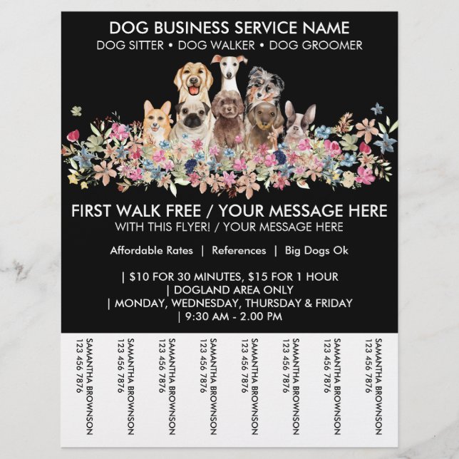 Flyer Cães pretos flores cachorrinhos fofos ingressos (Frente)