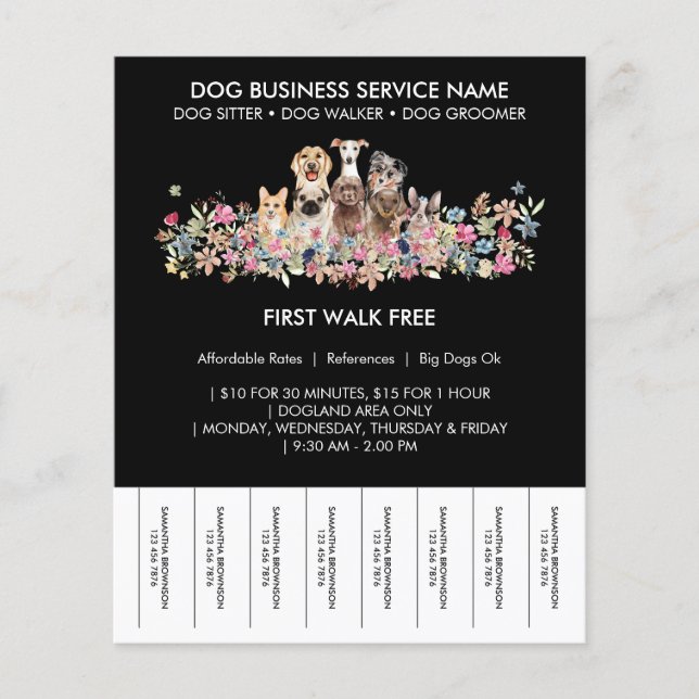 Flyer Cães pretos flores cachorrinhos fofos ingressos (Frente)