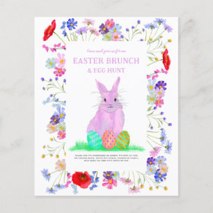 Flyer Café da Manhã de Caça aos Ovos de Páscoa Coelho Ro