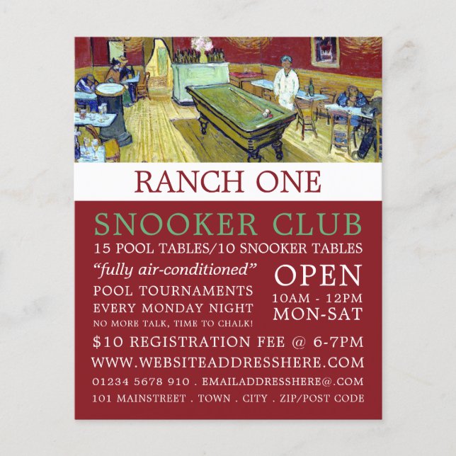 Flyer Café da Noite, Van Gogh, Clube da Piscina, Clube S (Frente)