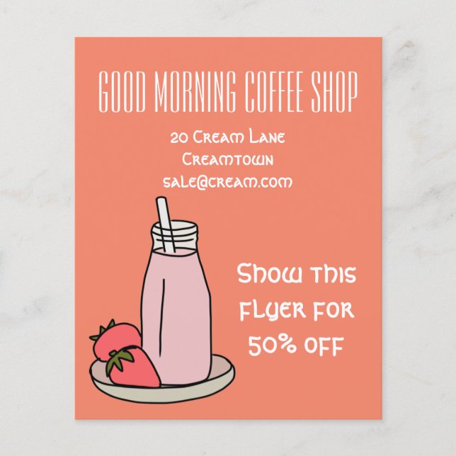 Flyer Café de café cor-de-rosa retrô fofo (Frente)