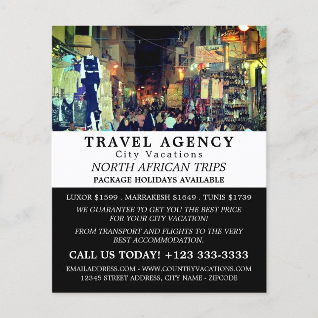 Flyer Cairo Market, Egypt, Travel Agency Advertising (Frente)