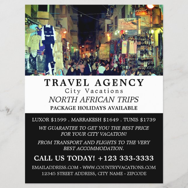 Flyer Cairo Market, Egypt, Travel Agency Advertising (Frente)
