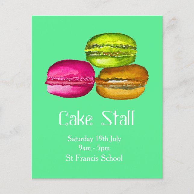 Flyer Cake Stall Bake Sale advertisement macarons (Frente)