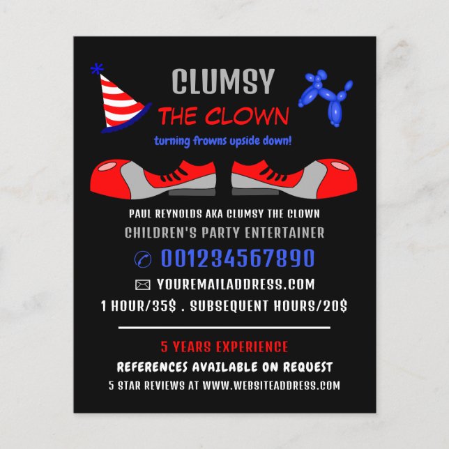 Flyer Calçados De Palhaço, Crianças E Entretenimento, An (Frente)