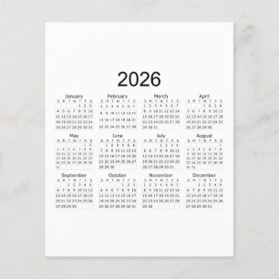 Flyer Calendário Minimalista Simples 2026