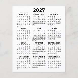 Flyer Calendário Simples Mínimo de Visualização Anual Co