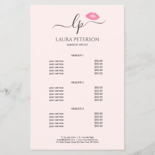 Flyer Caligrafia manual de lábios cor-de-rosa