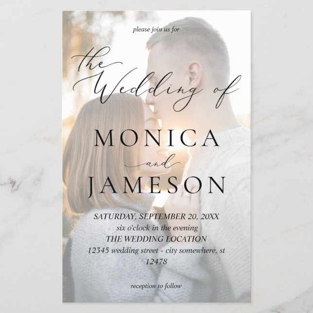 Flyer Caligrafia Moderna do Orçamento V2 Foto Casamento  (Frente)