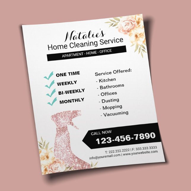 Flyer Câmara Limpeza Vintage Floral (Criador carregado)